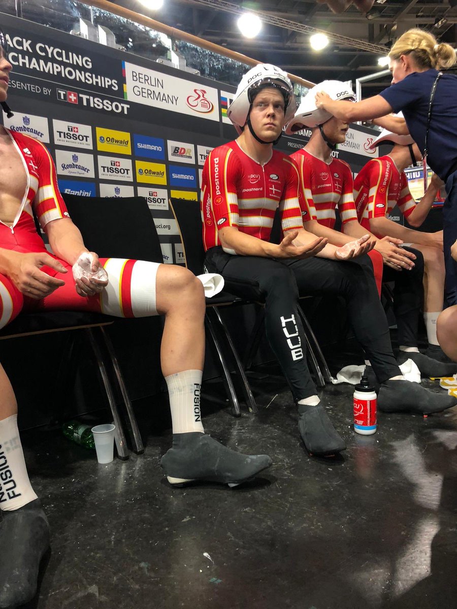 HUUBDesign's tweet photo. 🚨 HUUB HEATED TROUSERS IN ACTION MINUTES BEFORE BREAKING A WORLD RECORD 🚨 

Denmark break the Men’s Team Pursuit World Record at tonight’s 2020 UCI Track Cycling World Championships with a time of 3.46.203.

 #Berlin2020 https://t.co/GqxvEmnwUa