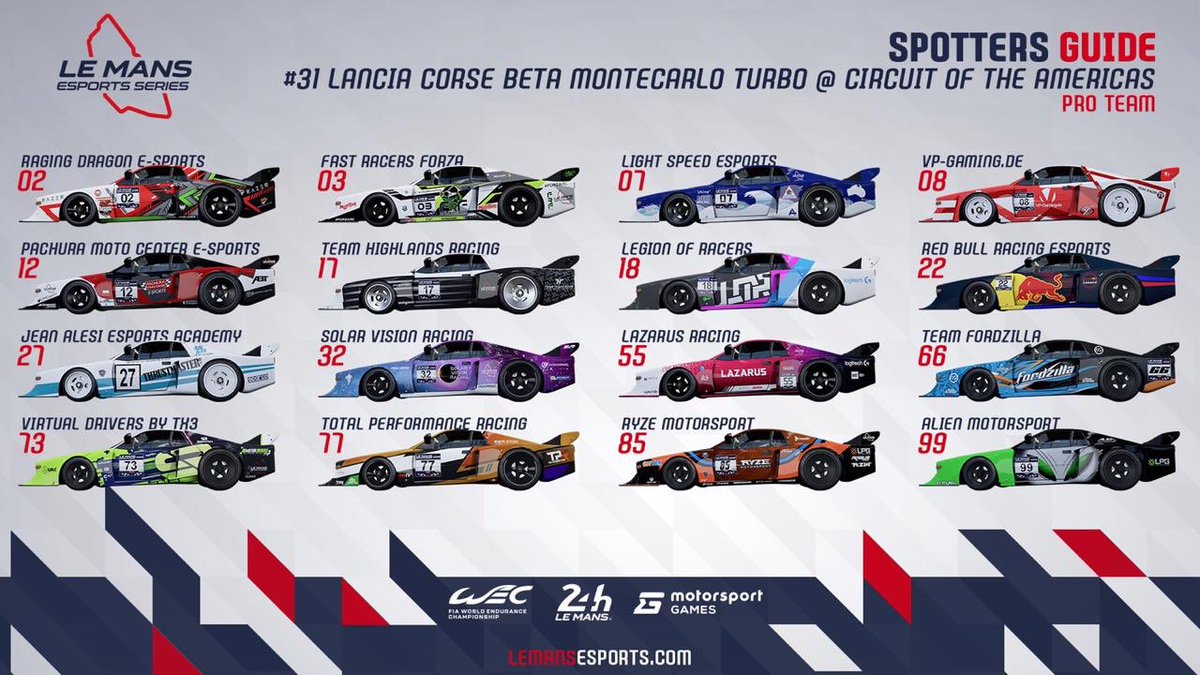 GS6855's tweet photo. @TPROfficial_ @LeMansEsports Gotta feel a little proud when a paint I’ve made makes it onto the official LeMans Esports Series spotters guide. Just hope @TPR_Commando @jacob_bowkett @TPRMellish can bring it home on the top step. #GoTPR https://t.co/FFMHzcaujR