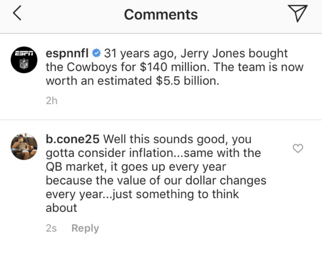 mrsmarrs_mhs's tweet image. So proud and impressed with the knowledge dropped on @ESPNNFL by @BCone25!!🚨💸🏈 #nerdalert #Inflation #economicsiseverywhere #apmacro