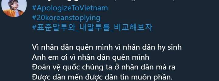 HngLam13's tweet photo. Trend 3 hashtag mớii
#KoreansApologizetoVietnam 
6H CHUNG TAY TREND NHA
#YTN_사과해 
HASHTAG CŨ BỊ RP RỒI
#베트남을존중해
Mỗi người phải có 10 follow và follow 10 người, hashtag phải giữa các caption để không bị tính là spam và dễ lên trend ạ https://t.co/DhTwnM80m8