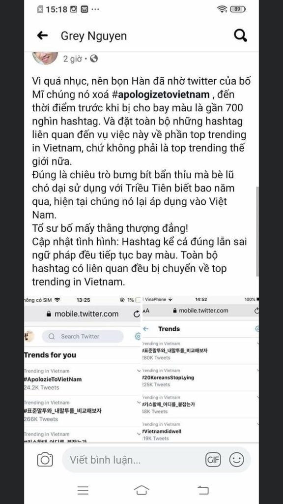 anh511979's tweet photo. #KoreansApologizetoVietnam ỏ tưởng xoá là ngon chắc , chơi vậy ra chuồng gà mà chơi một mình 🙂😓 https://t.co/QuQsRTDJ2G