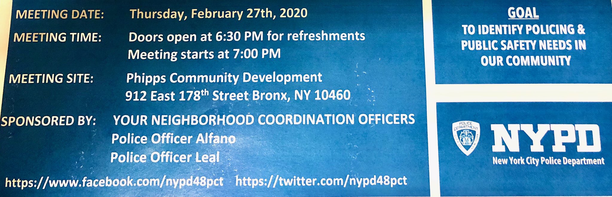 NYPD 48th Precinct on Twitter: "Let’s get together as a #community 🗣# ...