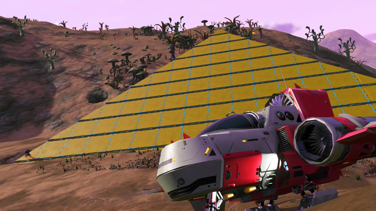 appetite4games's tweet photo. Pyramid is built took nearly 2hours 😁 next live stream will do the interior .. #NoMansSky #NoMansSkyLivingShip #NoMansSkyBeyond #PS4 @NoMansSky #follow #retweet #RETWEEET https://t.co/COLAByQ66v