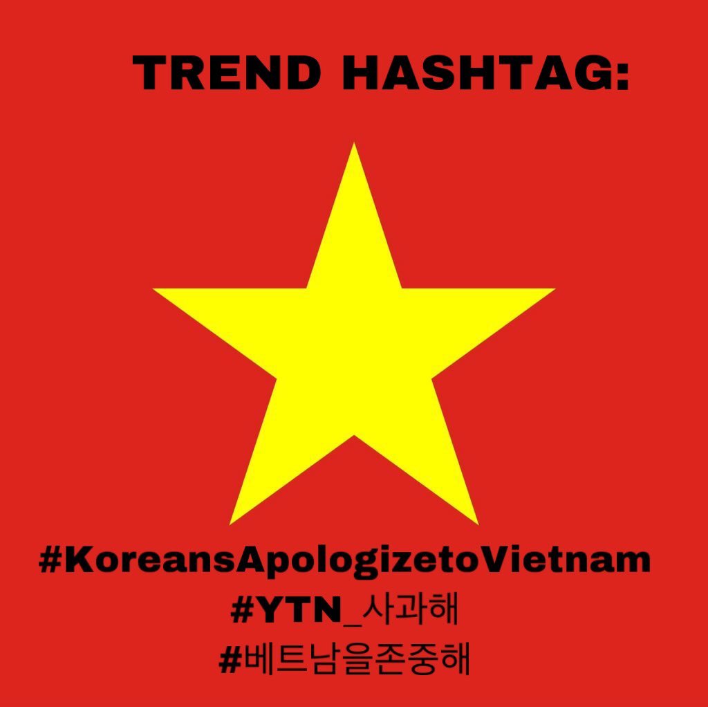 mmaimiimu's tweet photo. @L130615 #KoreansApologizetoVietnam
-Việt Nam cần một lời xin lỗi 
#YTN_사과해 
-YTN hãy xin lỗi
#베트남을존중해 
-Hãy tôn trọng Việt Nam https://t.co/AK8YEf1aSn