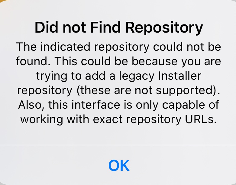 mohit172000's tweet photo. @pulandres_ I am unable to add repo. Cydia pops error repo not found https://t.co/KbuSWdyD3G
