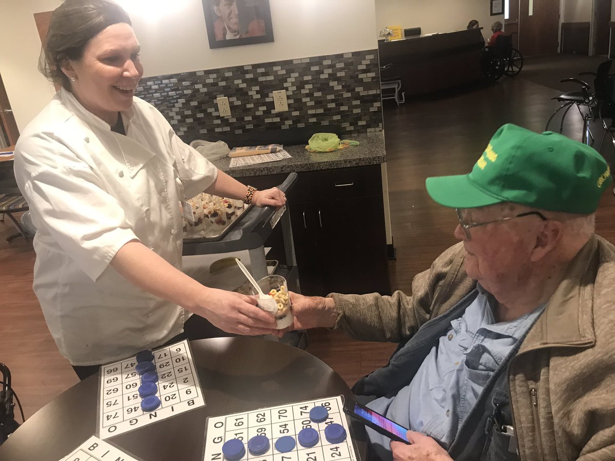 CedarRidgeHC's tweet photo. Kitchen staff prepared a delicious afternoon snack. Fruit and yogurt parfaits. Yum! #SKYcloud9 #cedarridgehealthcampus https://t.co/JqK7T0S2qe