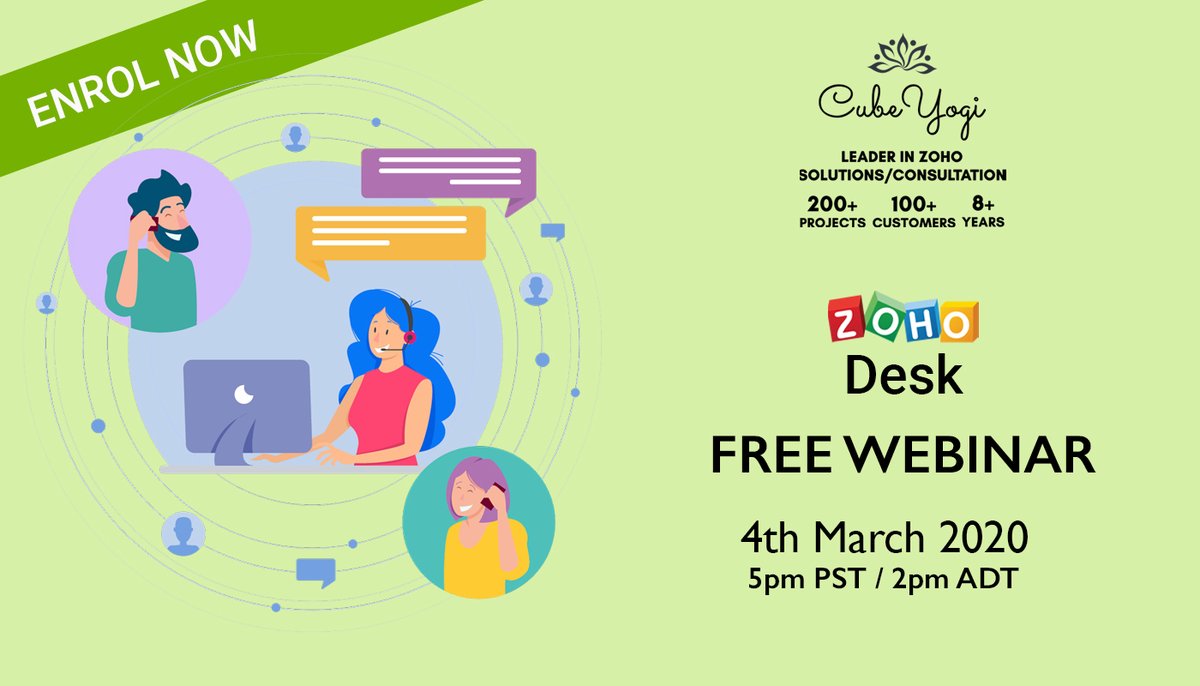 cubeyogi's tweet photo. Enrol for the free @ZohoDesk #webinar by one of our @zoho Desk Practice Team Experts on 4th March 2020. Limited seats only. Booking closes on 2nd March 2020.
https://t.co/VE1HgsTOtU https://t.co/mgmSuxNHiW