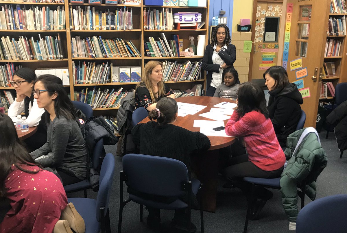 Myers221q's tweet photo. Thank you to all who came out to learn and practice talking to kids about reading at our @D26Team Parent Workshop tonight! A special thank you to @Pollak159 and the @PS159_Q student discourse facilitators! https://t.co/0oH1noNchw