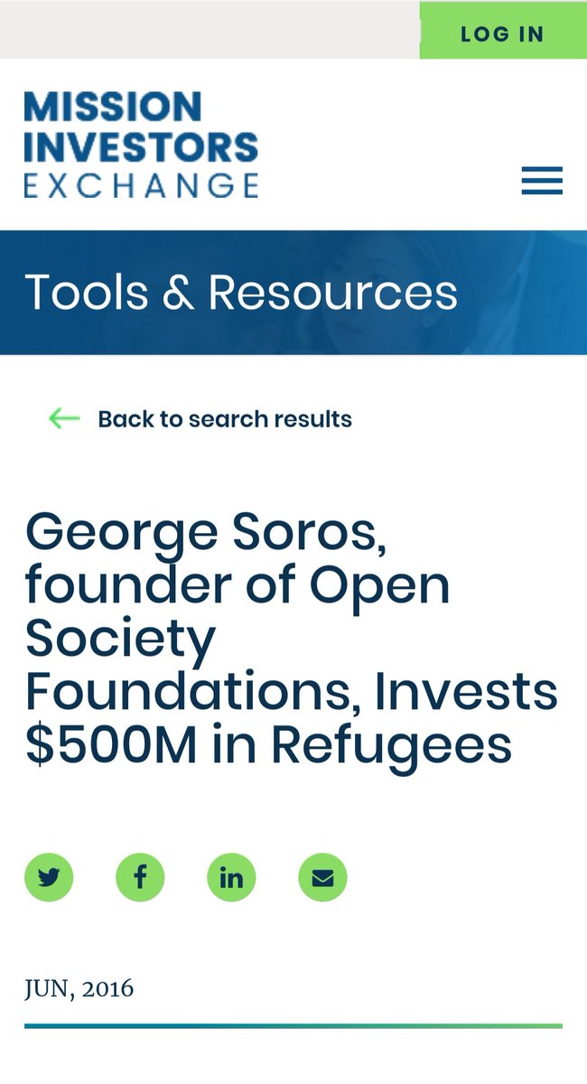 199) In 2016, Soros gave $500M to startups whose efforts focused around migrants and refugees. He is partnered with the UN's High Commissioner for Refugees as well as the International Rescue Committee.