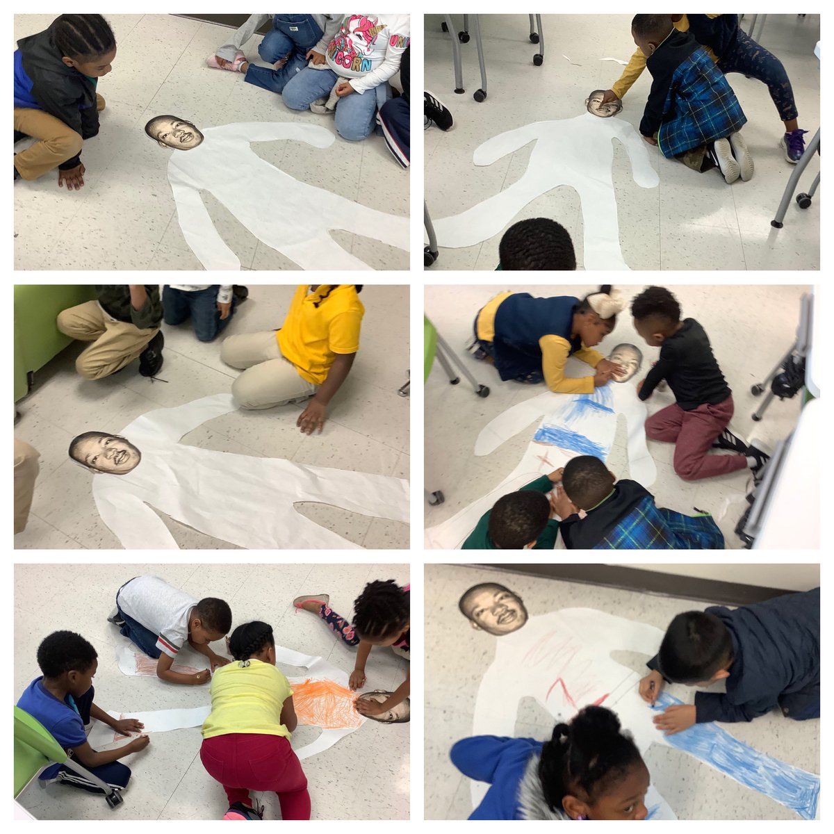 TeachSingleton's tweet photo. #PBLChronicles Back to work for these kinders as they work on their life size characters and historical superhero character traits of Dr. King😅...These 5th graders are having a meeting of the minds as they prepare presentations for their Civil Rights Genius Hour Projects! https://t.co/JtzdtYHeL8