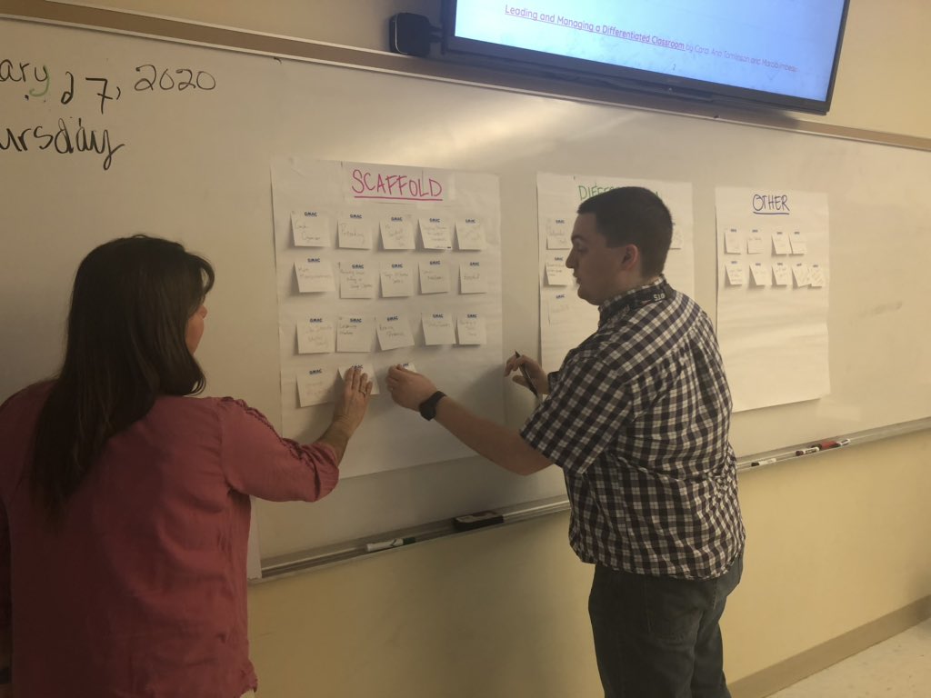 jennyv107's tweet photo. Sorting ideas into scaffold, differentiation, and other. Math content time at LMS. @LewistonMS @LPSOTL https://t.co/CXT5DQD40v