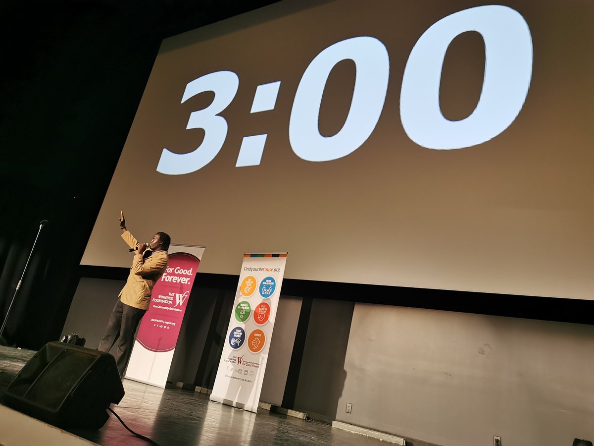 northendmc's tweet photo. Mandela @kuetmm takes the stage! The work that #ACOMI does is amazing and supporting them tonight allows 120 newcomer women get employment supports to enter the Manitoba labour market! #FastPitchWpg https://t.co/gQsArXF4Ua