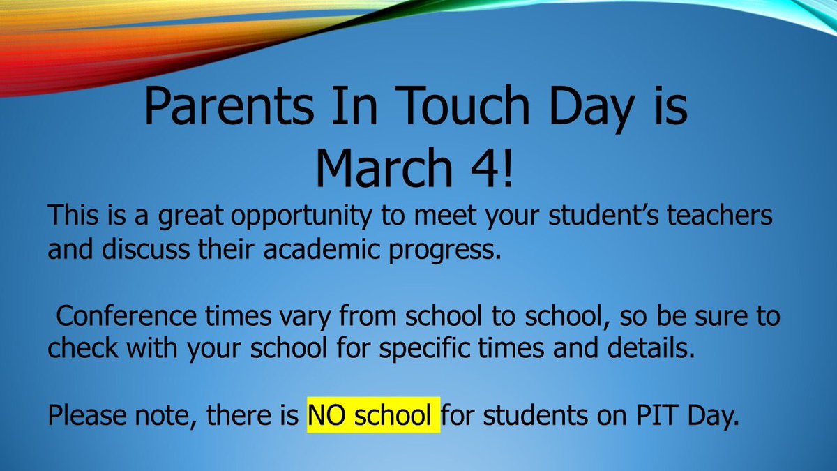 IPSTorrence83's tweet image. Wednesday March 4, Parents In Touch. Schedule a meeting with your child’s teacher today.