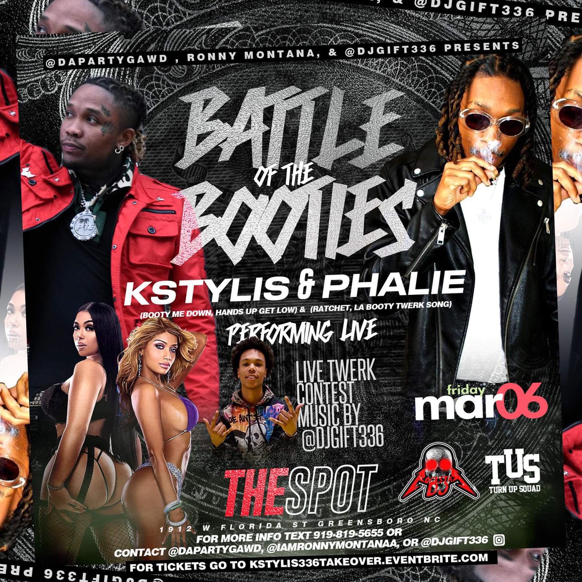 1400glock's tweet photo. March 6th 2K20 ‼️

#TheLittestTeam Presents 
#BattleOfTheBooties 

 @Kstylis &amp; @Iamphalie Performing Live 

@ The Spot 
1912 W. FLORDIA ST 

Hosted By @iamronnymontanaa 
Music By @djgift336 

WHO WILL BE CROWNED #QUEENOFTWERK336👑 
JUDGED BY #KSTYLIS 

#TURNUPSQUAD ⭐️ https://t.co/pbGfSVgIZl