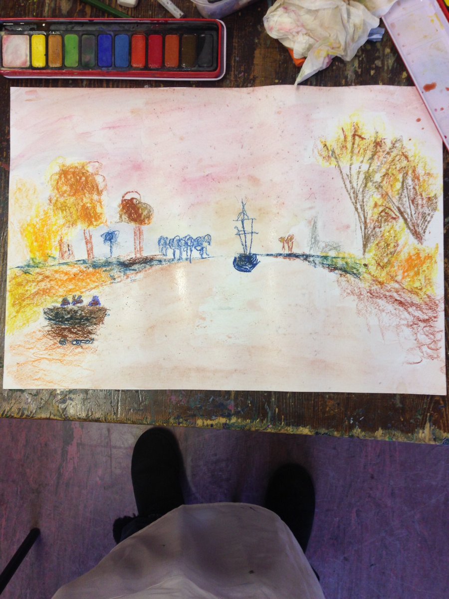 startStudiosUK's tweet photo. Oil pastels based on William Turner. #startstudios #childrenartclass #kidsart #artclass #turner #oilpastels https://t.co/GUH6E3zv3D