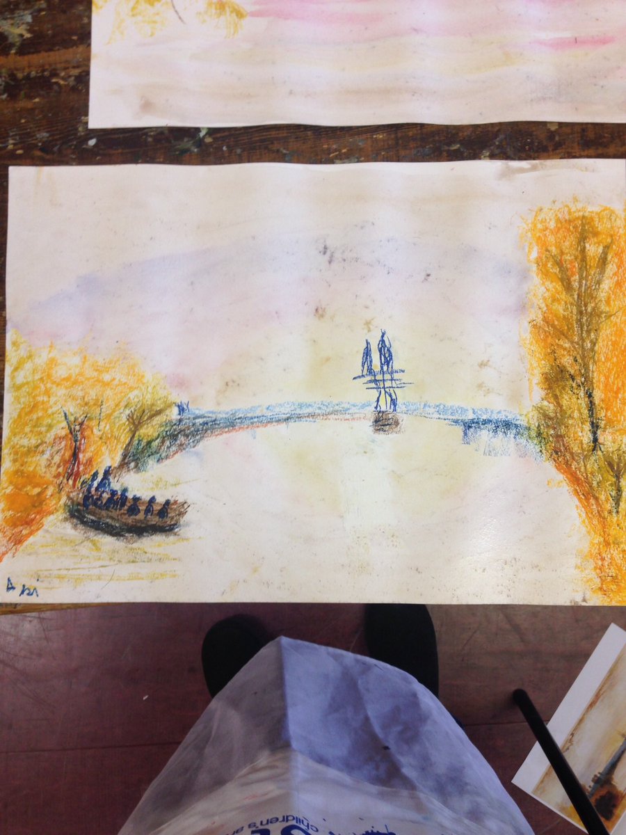 startStudiosUK's tweet photo. Oil pastels based on William Turner. #startstudios #childrenartclass #kidsart #artclass #turner #oilpastels https://t.co/GUH6E3zv3D