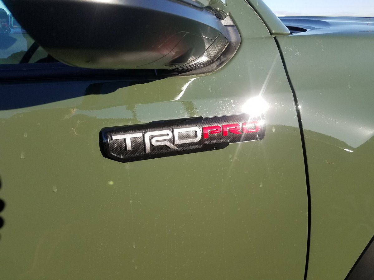 CarsByClayton's tweet photo. ALERT! TRD Pro Tacoma in 2020's special color army green is on the lot  @OlatheToyota and it will NOT be here long.  2nd chance opportunities don't happen every day, dont miss out. #Toyota #TRDPro https://t.co/v0tv8yM5pc