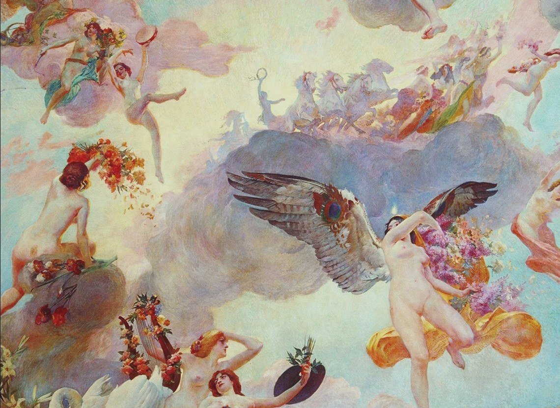 pixts's tweet photo. "apollo and the arts" detail ⋆ paul jean gervais, oil on canvas, 1897 https://t.co/NMNAlRPtCy