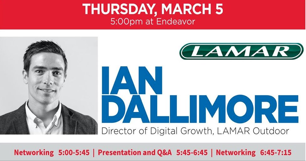 LamarOOH's tweet photo. Digital growth director @idallimore will discuss the latest digital and tech trends in #OOH as featured speaker at next week's Collaborators &amp; Cocktails, hosted by @EndeavorGville and @AAFGreenville. For more info: https://t.co/gX0iya2GMK https://t.co/VffDgmz7kr