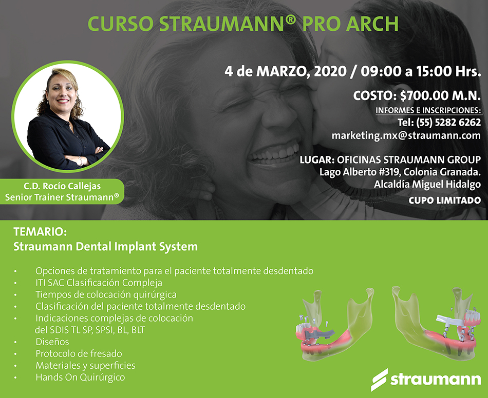 StraumannMX's tweet photo. Aprende de mano de nuestra especialista Rocío Callejas todo sobre la rehabilitación en desdentados totales conociento la técnica de Straumann® ProArch con nuestro curso, el cual se llevará a cabo el próximo 4 de marzo en nuestras instalaciones en #cdmx.
#curso #proarch #straumann https://t.co/CWNKSSLWlV