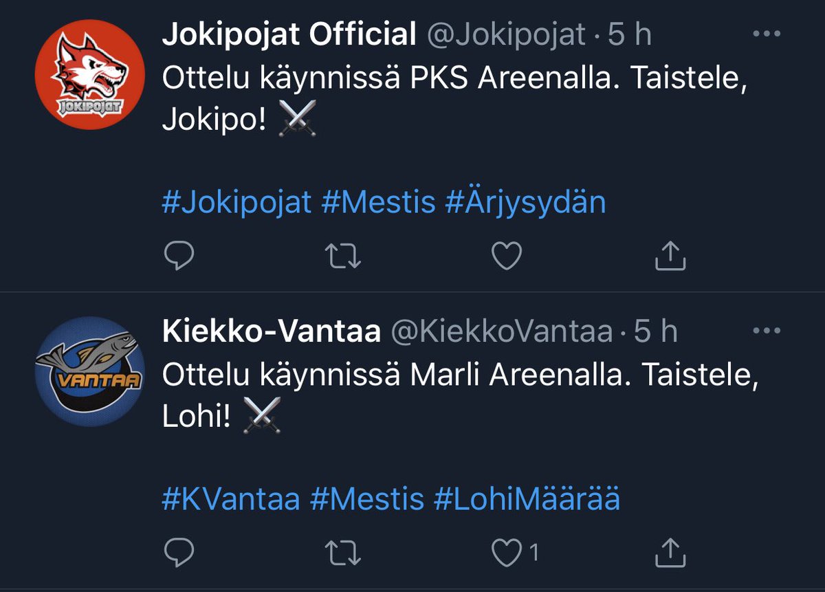 Robachuk's tweet photo. @Toni_Leinonen Myös #jokipo:lla #kiva:lla samat twitter päivittäjät 🤔 https://t.co/TjUF2aLasQ