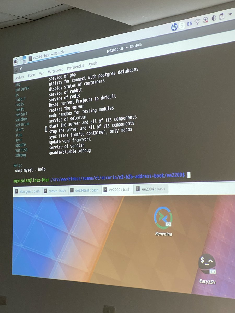 wecodeio's tweet photo. Martín nos está mostrando el proyecto WARP, para facilitar el setup de entornos de desarrollo con Docker https://t.co/VlI3CuR8iC