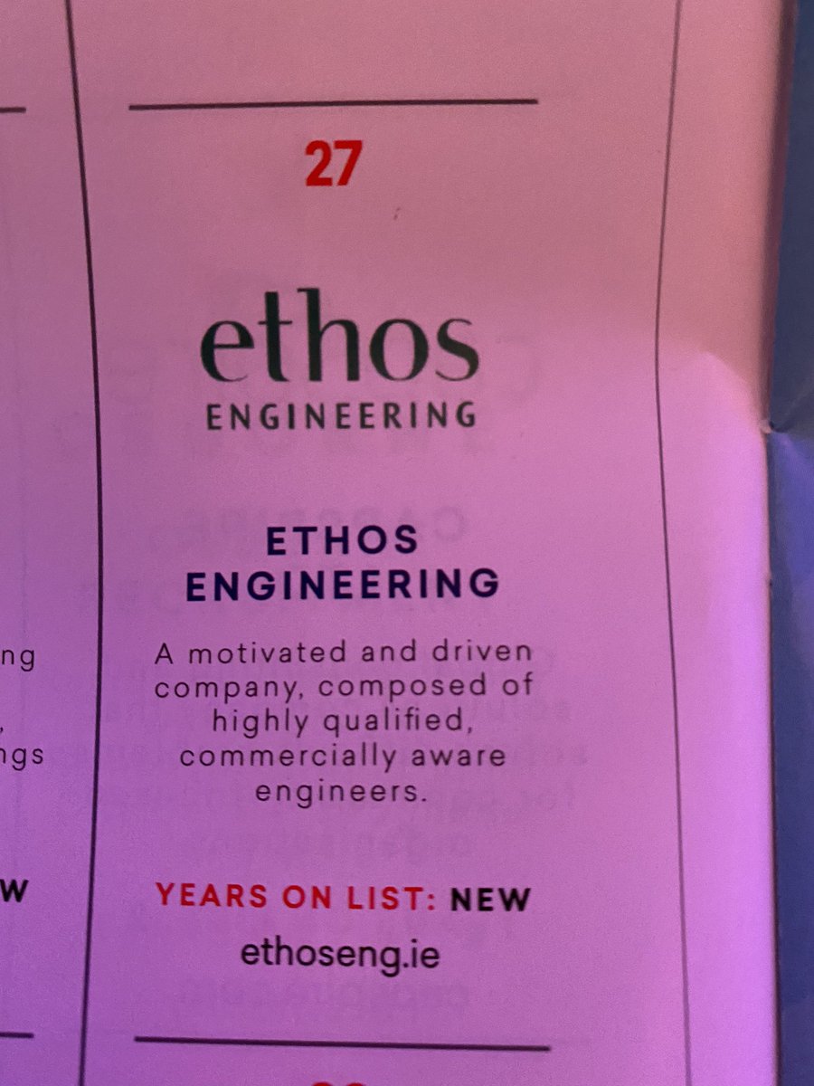 DevinColm's tweet photo. Congratulations to all staff at #ethosengineering on achieving 27 place in #Bestworkplaces20 for small business. #greatplacestowork https://t.co/oRw9a9ndXn