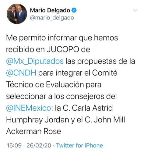Primero @mario_delgado dice que sí recibieron propuestas.Luego una de las mencionadas dice que no, que muchas gracias.Luego la @CNDH dice que ellos no han propuesto a nadie.Así las Cosas.