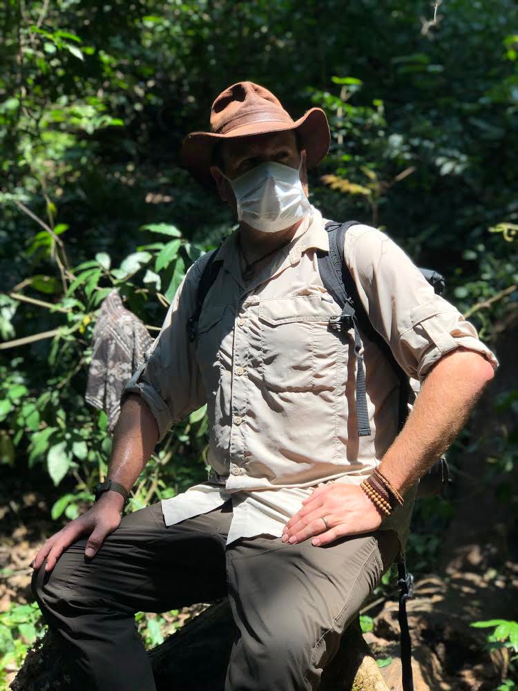 Discovery's tweet photo. "Deep in Gombe National Park on the edge of Tanzania, I wait patiently for a family of chimps to pass by. Since we share 98% of our DNA with chimps, researchers wear masks to prevent our primate cousins from catching anything from us." -@JoshuaGates
#ExpeditionUnknown starts now. https://t.co/0mhe7fkhqW