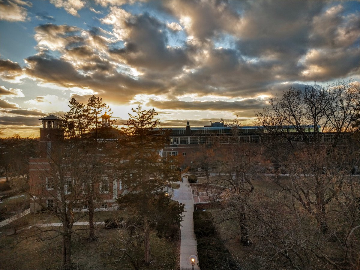 Sun setting over Kirk Memorial and Pickler Memorial Library today.