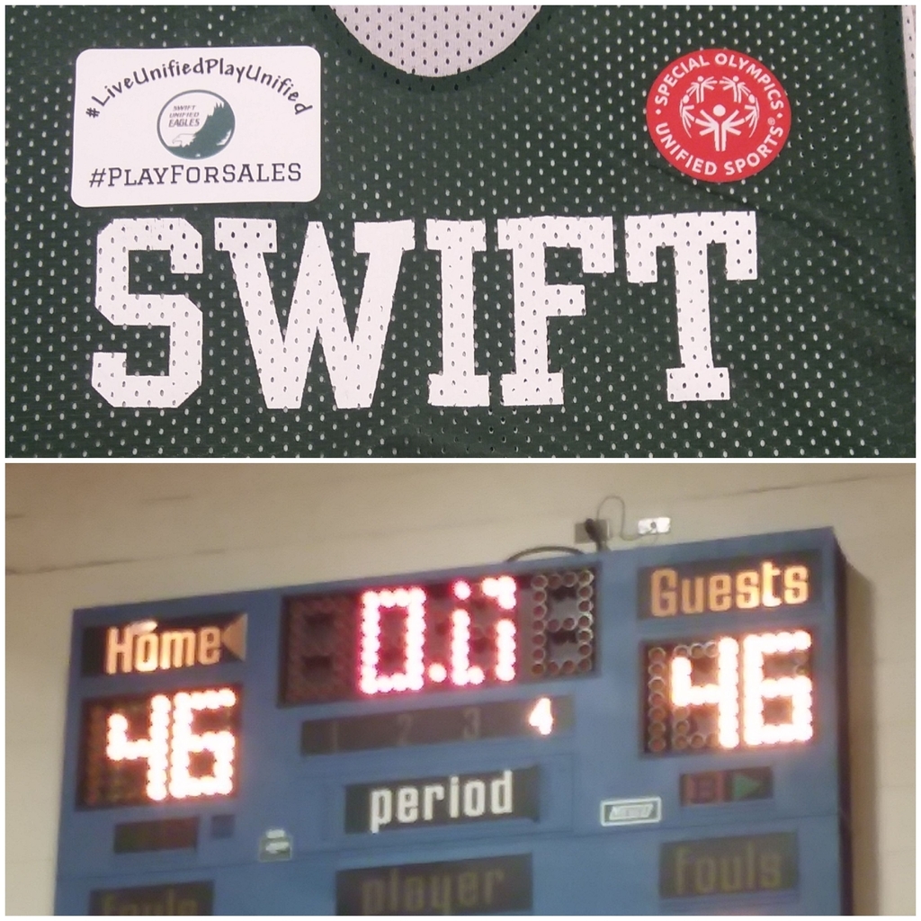 Today was a good day.  Today Swift Unified played their first away 🏀 game vs Torrington MS. #liveunifiedplayunified
Today they #PlayedForSales 💚