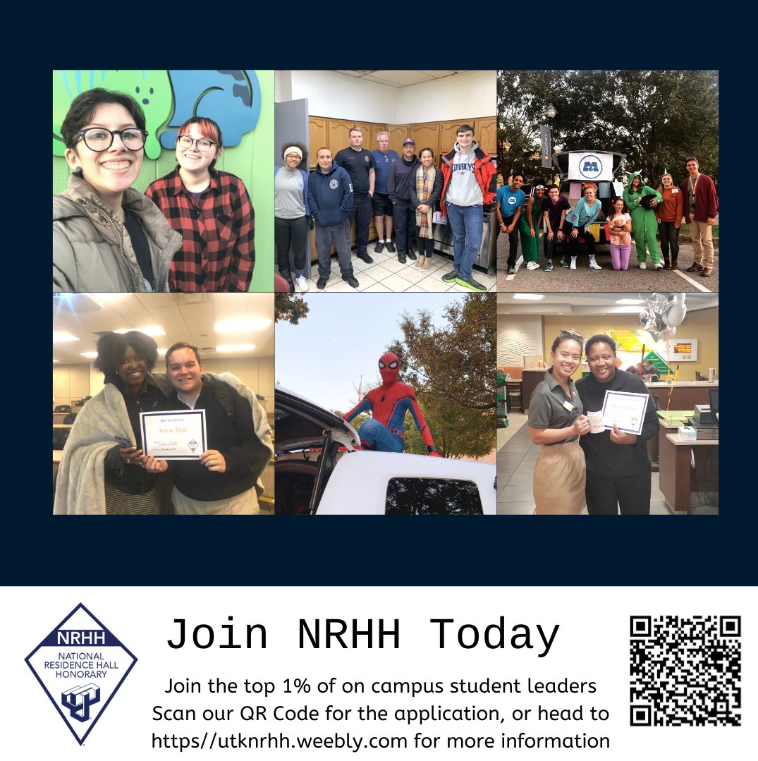 Interested in joining an organization devoted to service, recognition, and leadership? Apply using the QR Code below or check out our website (utknrhh.weebly.com) for more info!