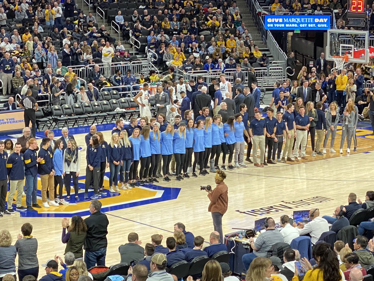 MarquetteWSOC's tweet photo. Congrats to our all Big East academic team members! They were recognized at the Marquette men’s basketball tonight! #GoMarquette https://t.co/FcwKT6N8yb