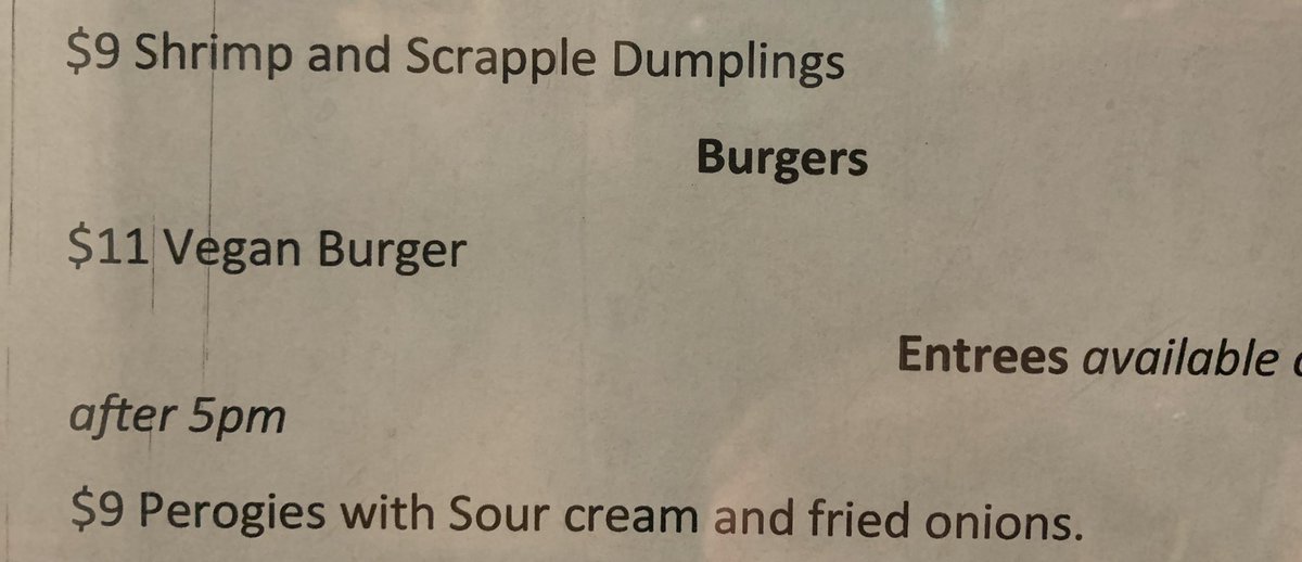 I ❤️ Philadelphia. When the menu lists #scrapple dumplings next to the vegan burger next to the #Perogies.
