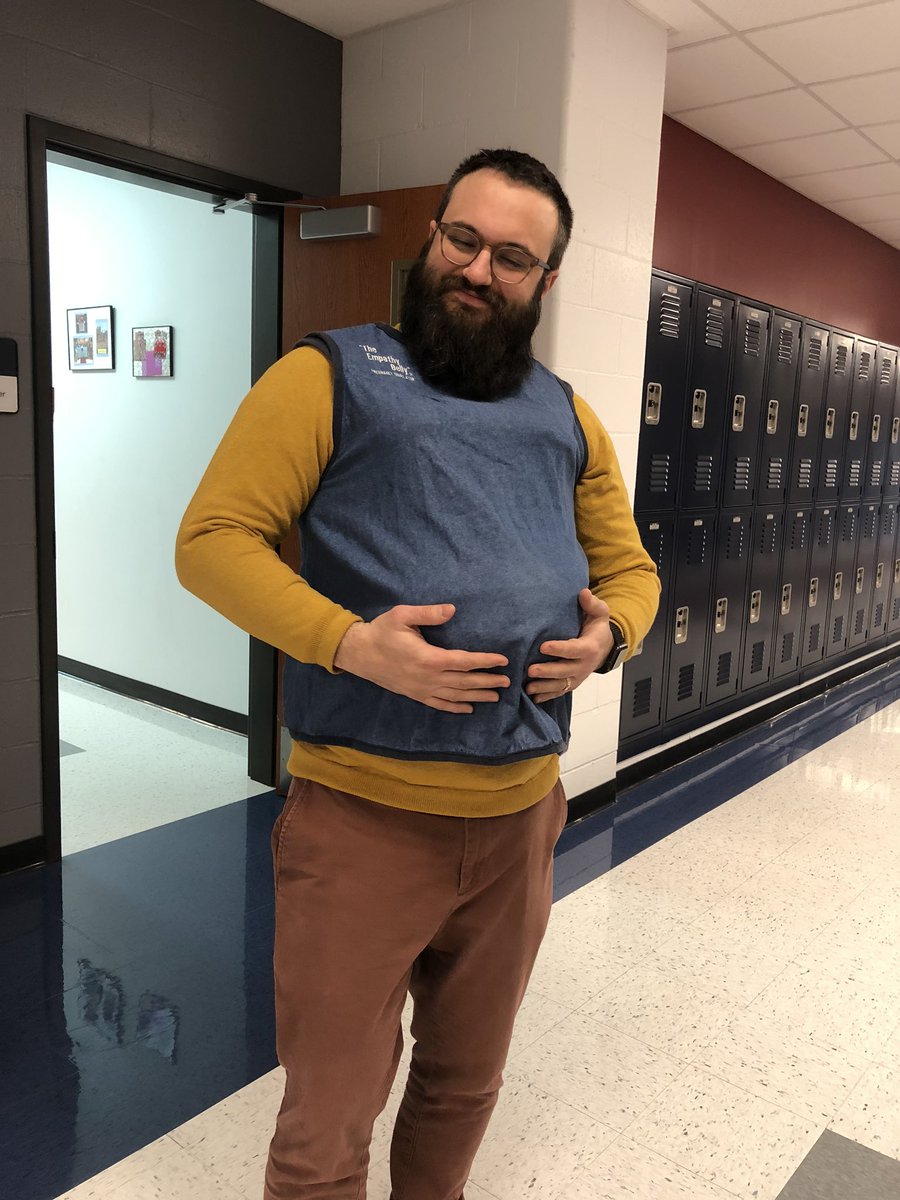 StanSchu's tweet photo. Thanks to @lhs_gbach for letting me wear the empathy belly today! Feeling very full of empathy and in need of a nap! https://t.co/F72t7NhlZL