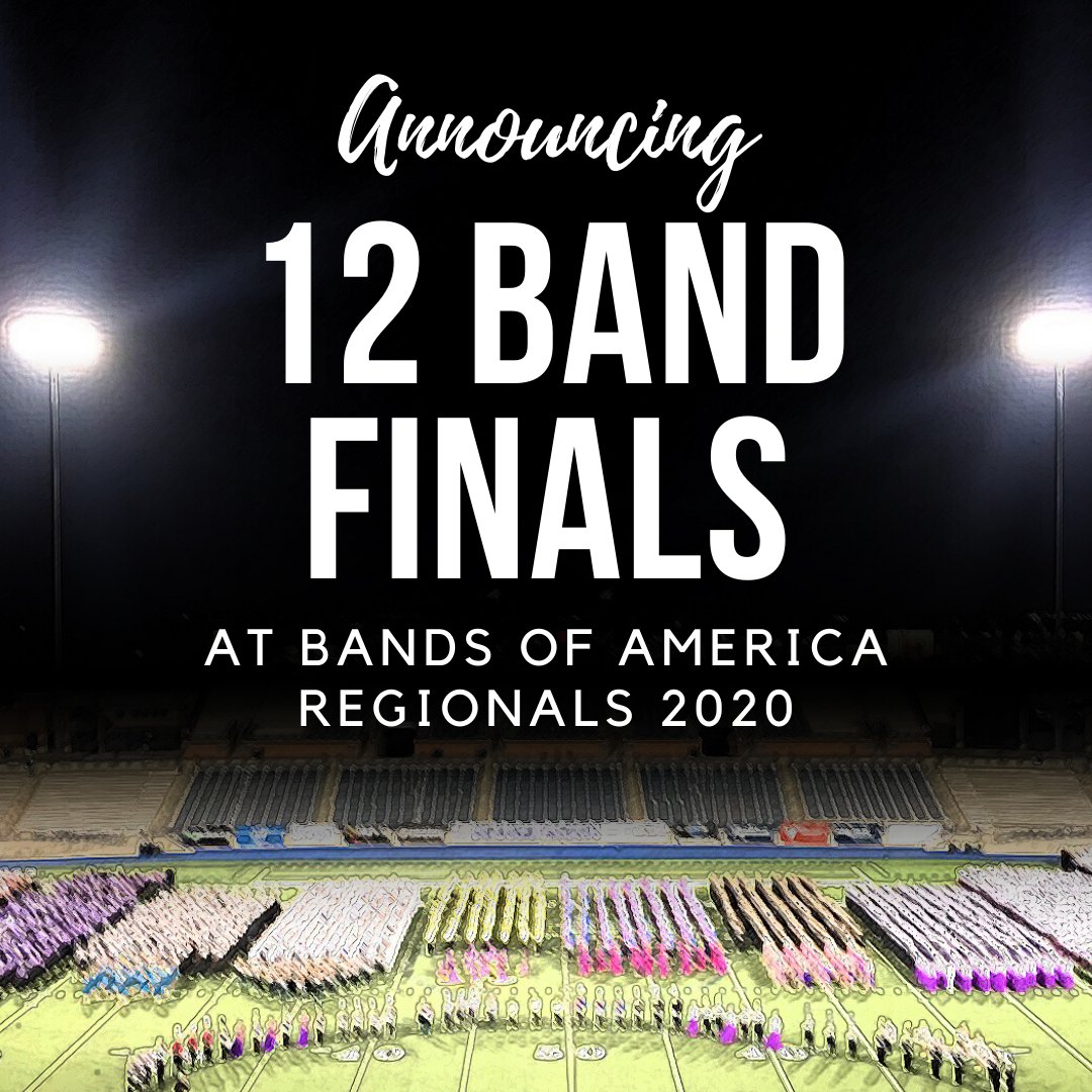 Exciting news: Bands of America Regional Championships will advance 12 Finalist bands starting this fall! There is still room to enroll in many 2020 BOA Regionals; read more about the new 12-band Finals format at ow.ly/AXXq50yx2aI