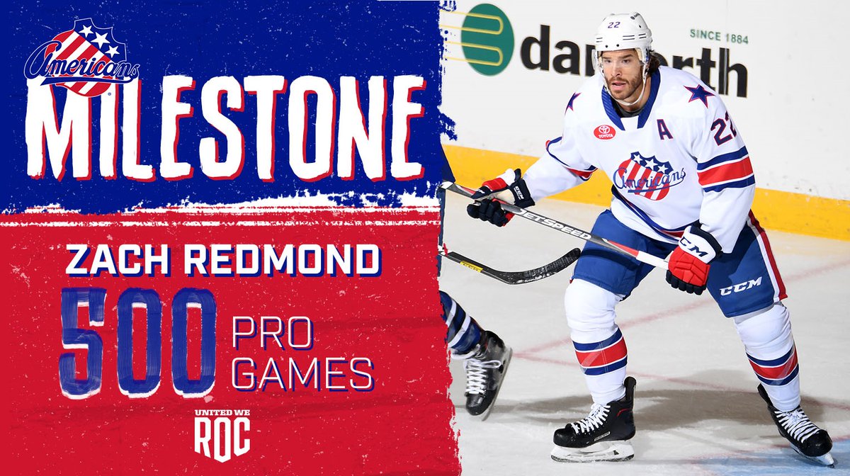 AmerksHockey's tweet photo. Congratulations to #TwitterLessReds!!! The two-time @TheAHL All-Star and reigning Eddie Shore Award winner is appearing in his 500th PRO GAME tonight! https://t.co/rJbj3uITtm