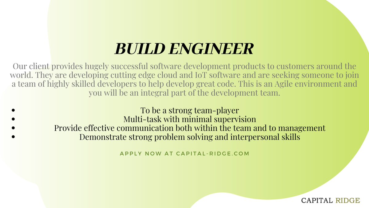 CapitalRidge's tweet photo. Did you get a chance to view our new position? View here at https://t.co/mx30te31Az.
#vancouverjobs #vancouverengineers #buildengineer #jobpost #softwaredevelopment #coding #codingjob #softwarejobs #techjobs #softwareengineer #development #technews #techtrends #softwarenews https://t.co/ME9LysKy5W