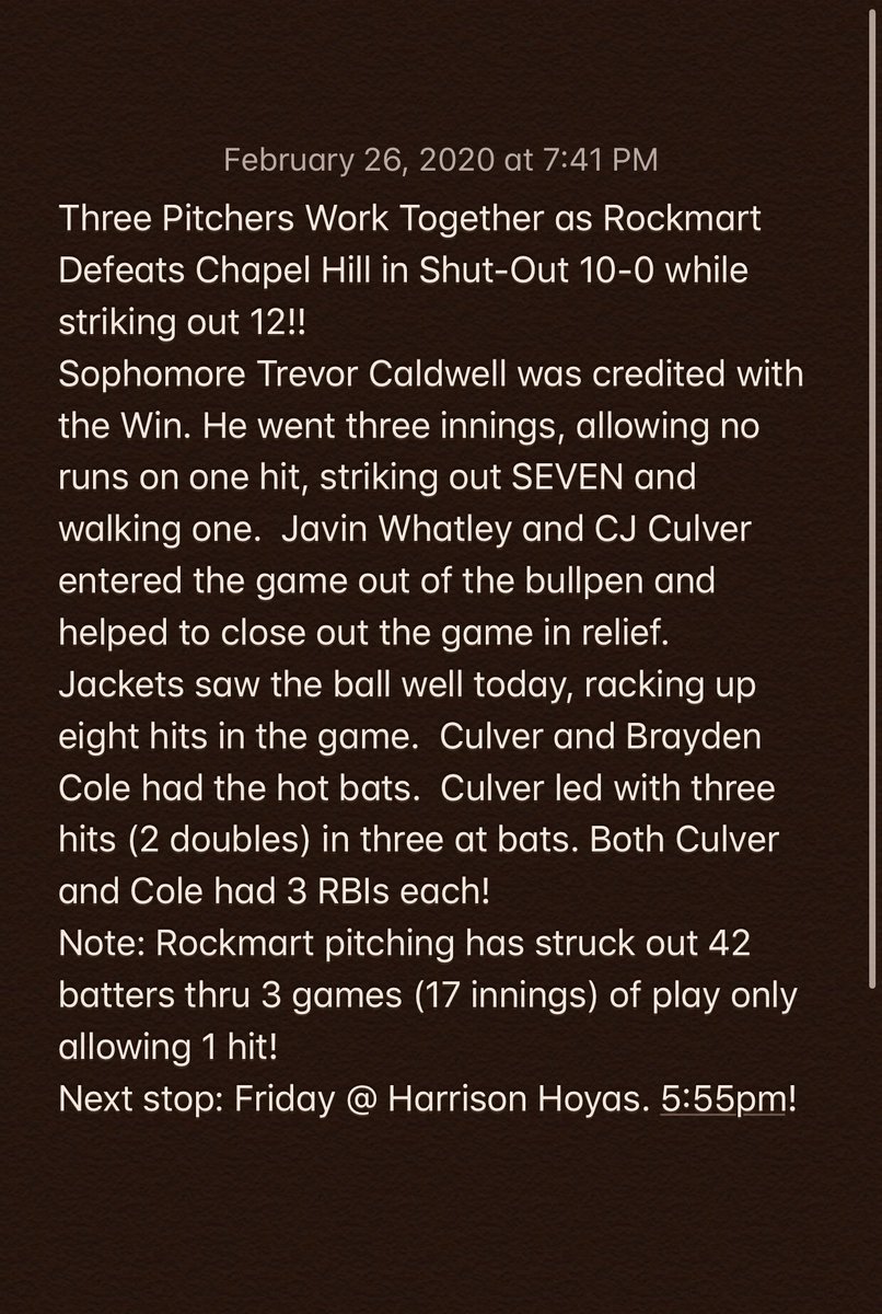 Rockmartdugout's tweet photo. Frigid night for a home opener but it didn’t slow down our Jackets! See everyone Friday at Harrison! #playingformay https://t.co/jzFNFOcWMx