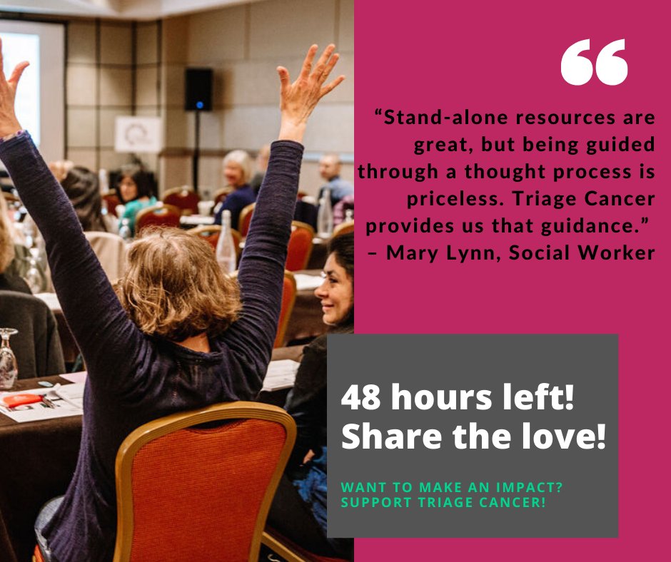 TriageCancer's tweet image. Only 48 hours left to support #TriageCancer and help us meet our goals and receive a $1,000 match from @kindest by making a donation! Show your love here: kindest.com/campaign/share… #BeyondDiagnosis #CancerCare #ShareTheLove