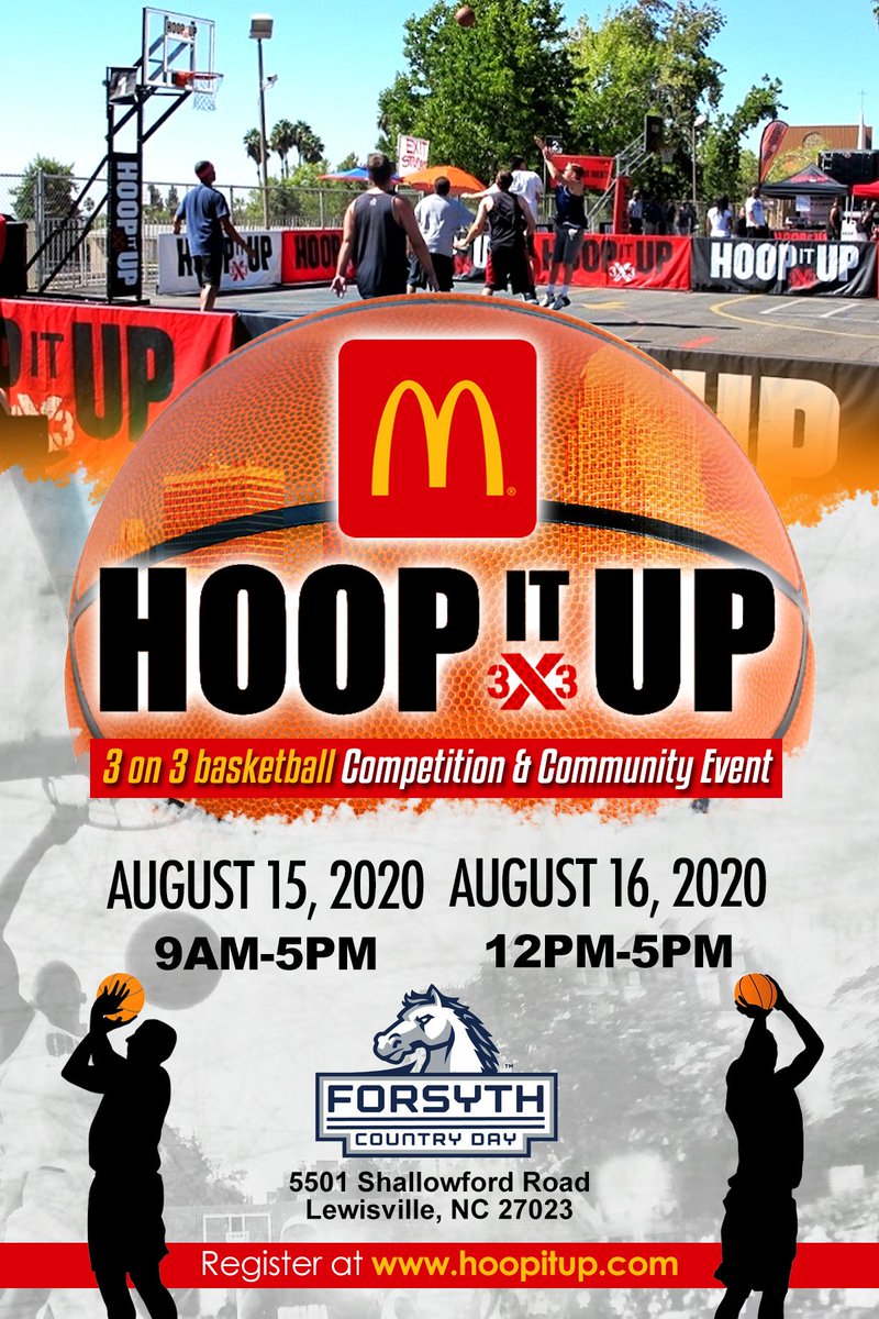 Get your team together now,  anyone ages 7 & up can register today @ hoopitup.com !
#2020McdonaldsHoopItUp 
#WinstonSalem 
#PiedmontTriad 
#3on3basketball 
#communityevent