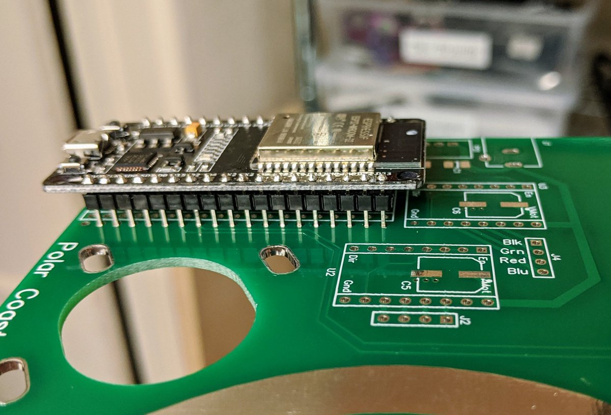 SignalSkew's tweet photo. Almost have all the parts to build my #PolarCoaster! Do you have a link to the #esp32 module you used that won't crowd the motor driver, @buildlog? Attempt #2 just arrived and doesn't work either 😥 https://t.co/YbXpFZxMkZ