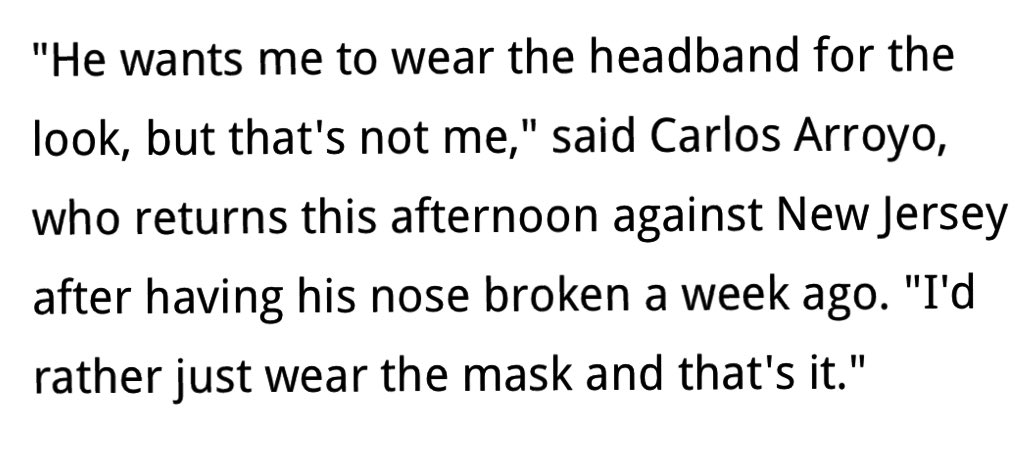 NBA Cobwebs on X: Carlos Arroyo's nose was broken when he was  inadvertently hit in the face by Trevor Ariza while attempting a shot on  January 29, 2005. He wore a mask