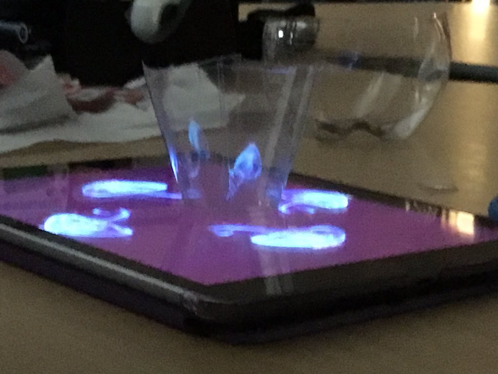 Made holograms with coke bottles in Innovation Lab today. This has so many applications for student projects. I would love to incorporate this into our ancient civilizations unit next year. #WSGCrocks