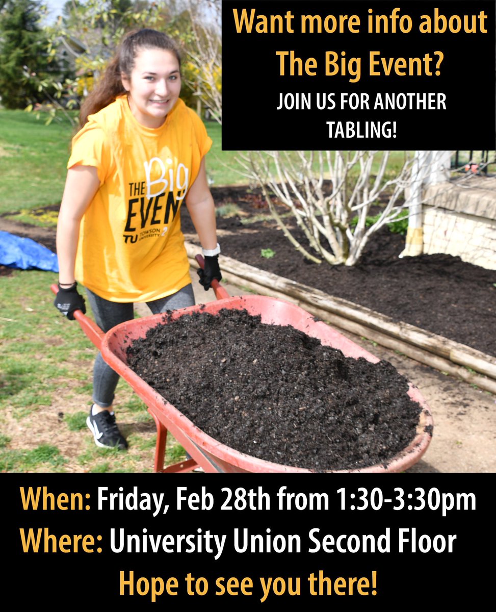 TUBigEvent's tweet image. Interested in community service? Why not spend your afternoon learning about the largest community service event on campus! Join us this Friday, Feb 28th from 1:30-3:30 on the second floor of the University Union for our next tabling event!!