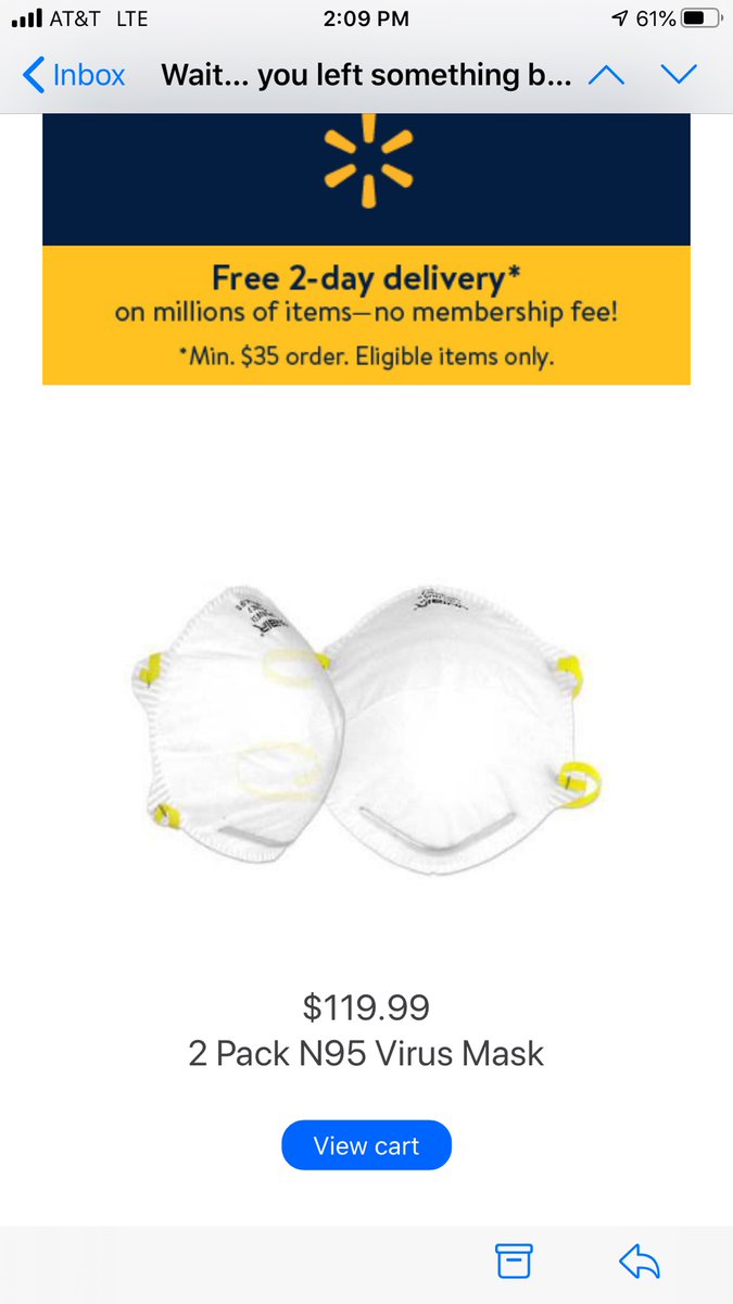 rawimberley's tweet photo. Walmart has these two N95 virus masks at $119.99! Gouging without a doubt! https://t.co/zKMwGCFMTY