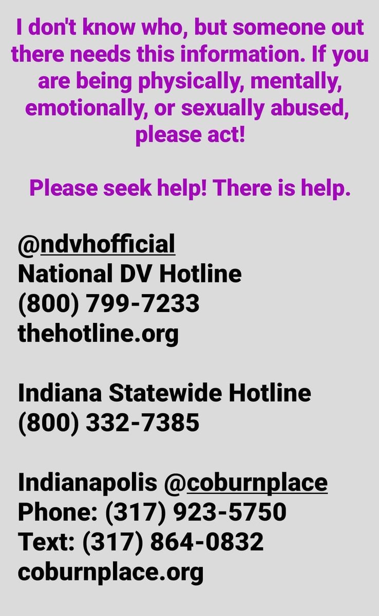 adamclevenger's tweet photo. Someone out there needs help.

If you are being physically, mentally, emotionally, sexually abused, please act.

Please seek help. Help is available to you.

#domesticviolence #domesticabuse #interpersonalabuse #enddomesticviolence https://t.co/36r9y1N8dm