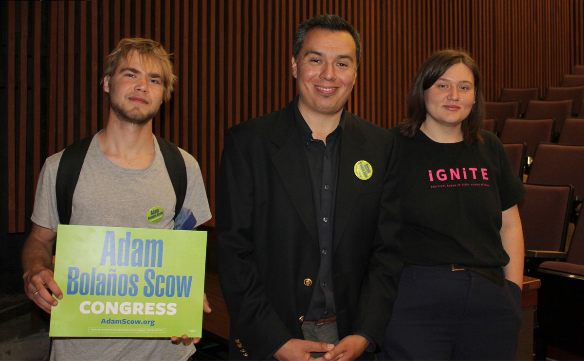 AdamBolanosScow's tweet photo. Thank you Louie and Madison Raasch, Cabrillo College Coordinator for our campaign. I much appreciate the great work you’re doing on campus to communicate our progressive platform that includes Tuition-Free College Education! https://t.co/HN8IVlM93k