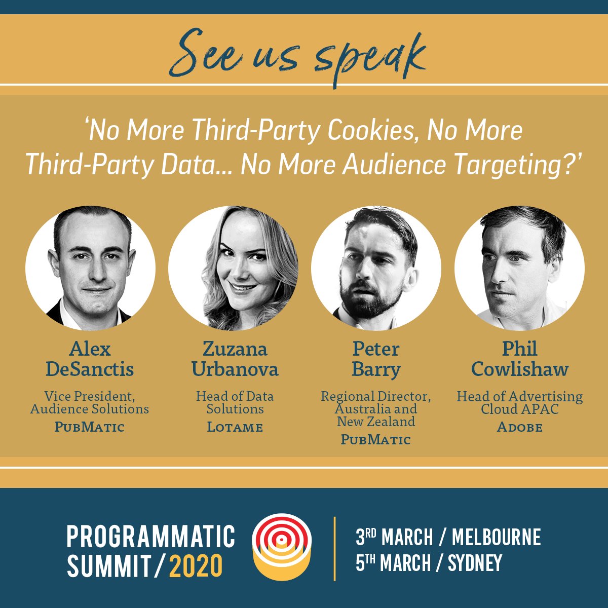 Lotame's tweet photo. Join Lotame, @PubMatic, and @Adobe at #Programmatic20 to hear from experts around the future of audience targeting π https://t.co/wi3iGfSm8g https://t.co/vpLD7AMGPo
