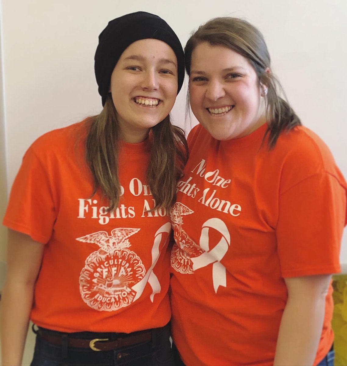 MissMetrick's tweet photo. I wear orange for this girl. 

One of the strongest students I’ve ever had is kicking leukemia’s butt one day at a time. 

Today I was reminded of how awesome these kids are. The support &amp; heart they have for each other is something special. #KindlerStrong #CASHFFA #TeachAg https://t.co/nDCsisAa3a